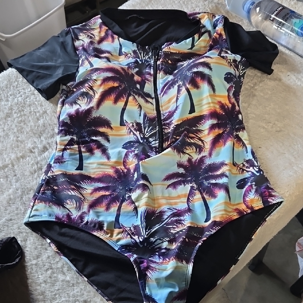 Tropical Palm Tree Print Swimsuit